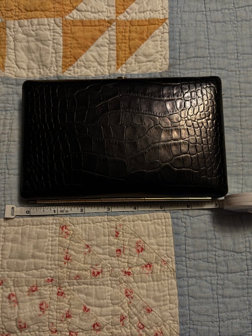 Vintage ABAS Black Alligator Wallet with Snap Closure
